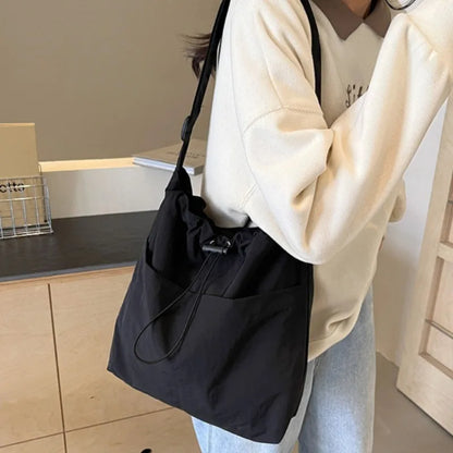 Drawstring Canvas Bucket Bag – Lightweight Women's Shoulder Bag