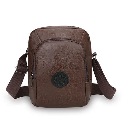 Vintage Leather Men's Crossbody Bag – Multi-Pocket Shoulder Purse