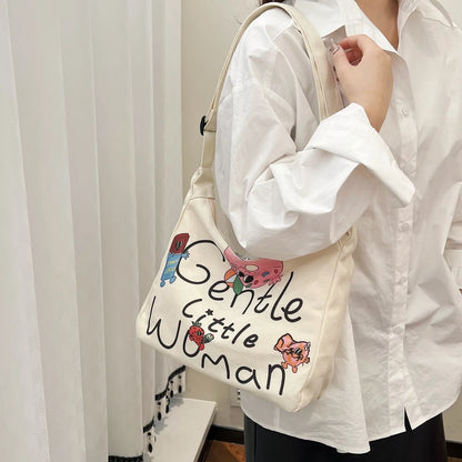 Gentle Woman Canvas Shoulder Bag – Large Crossbody Tote