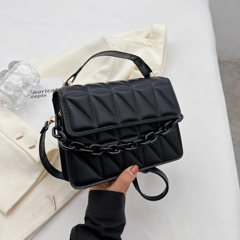 Quilted Crossbody Bag for Women – Mini Flap Purse with Chain