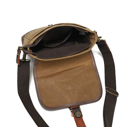 Vintage Canvas Shoulder Bag Cross-Body Wear Resistant Small Chest Men S Leather Briefcase