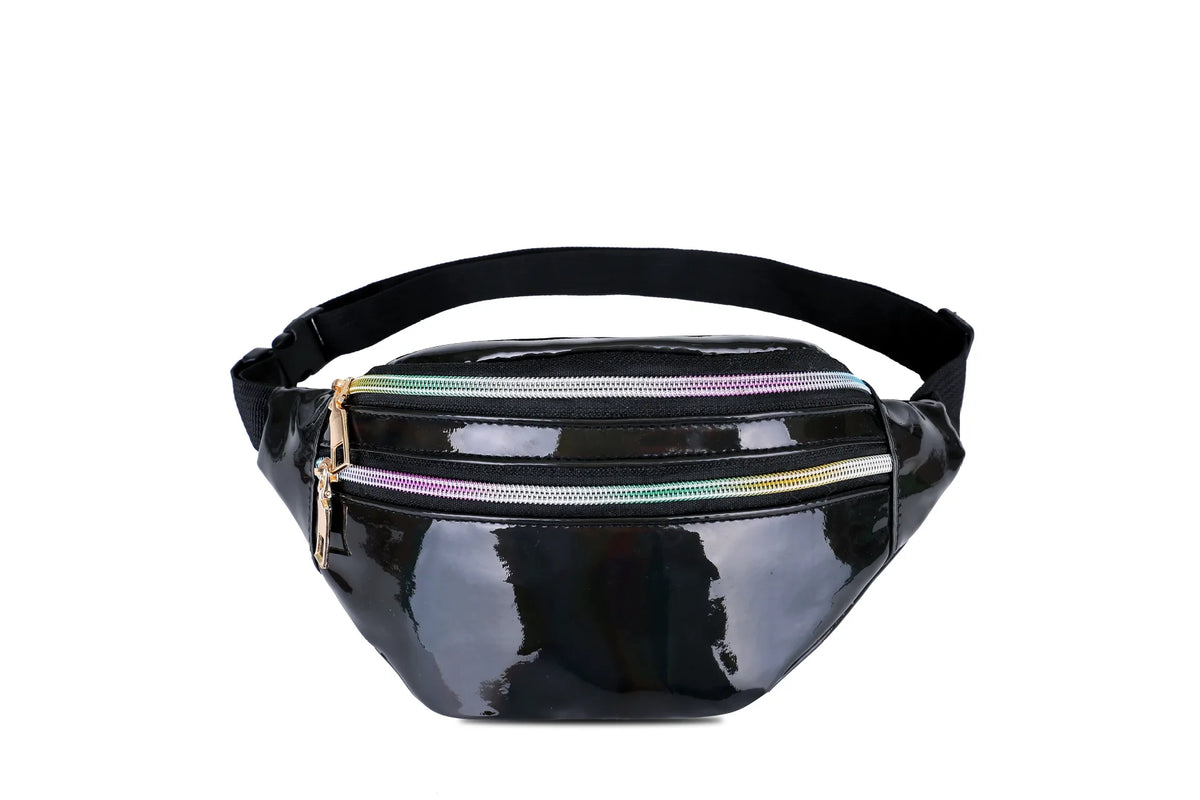 Ladies Laser Waist Bag Pu Multi-Function Color One Shoulder Sling Large Capacity Mobile Phone