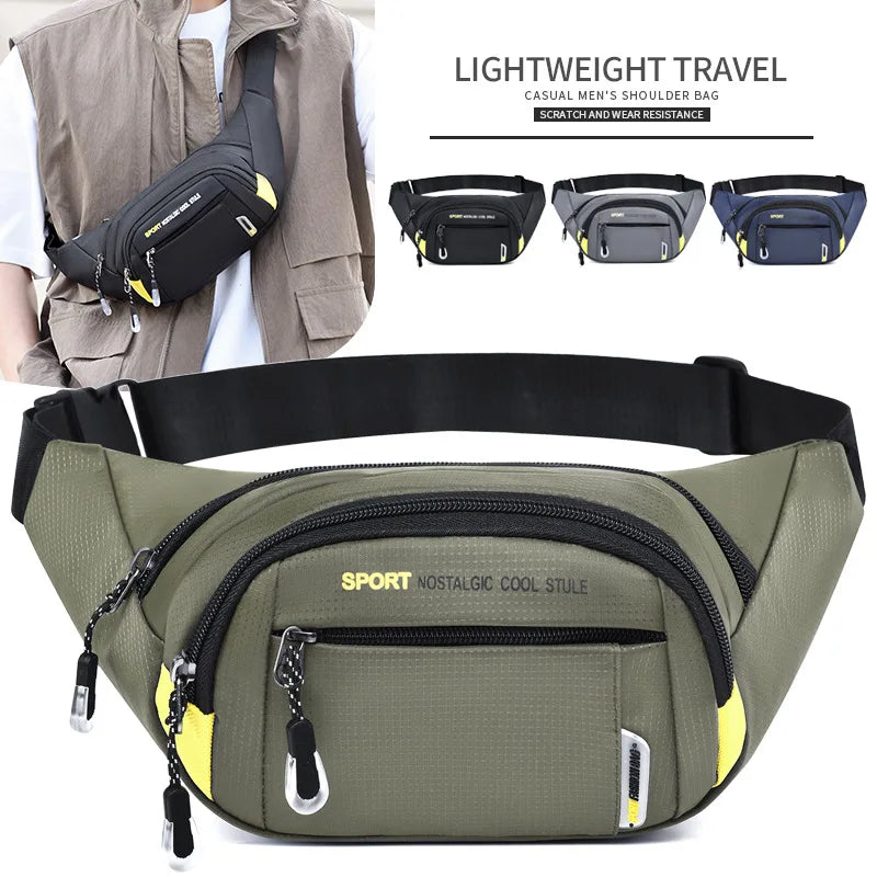 Oxford Fabric Men S Sports Durable Chest Bag Large-Capacity Multi-Pocket Cycling Crossbody Bag