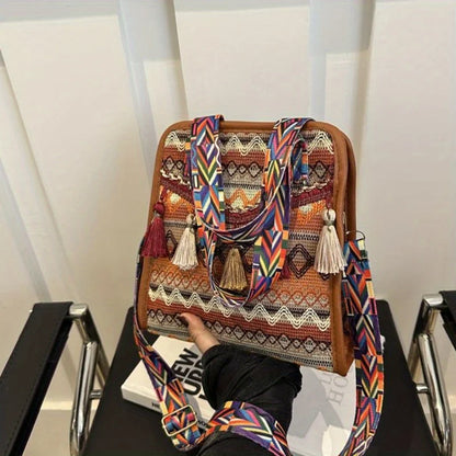 Boho Embroidered Crossbody Bag – Adjustable Strap Shoulder Bag for Women
