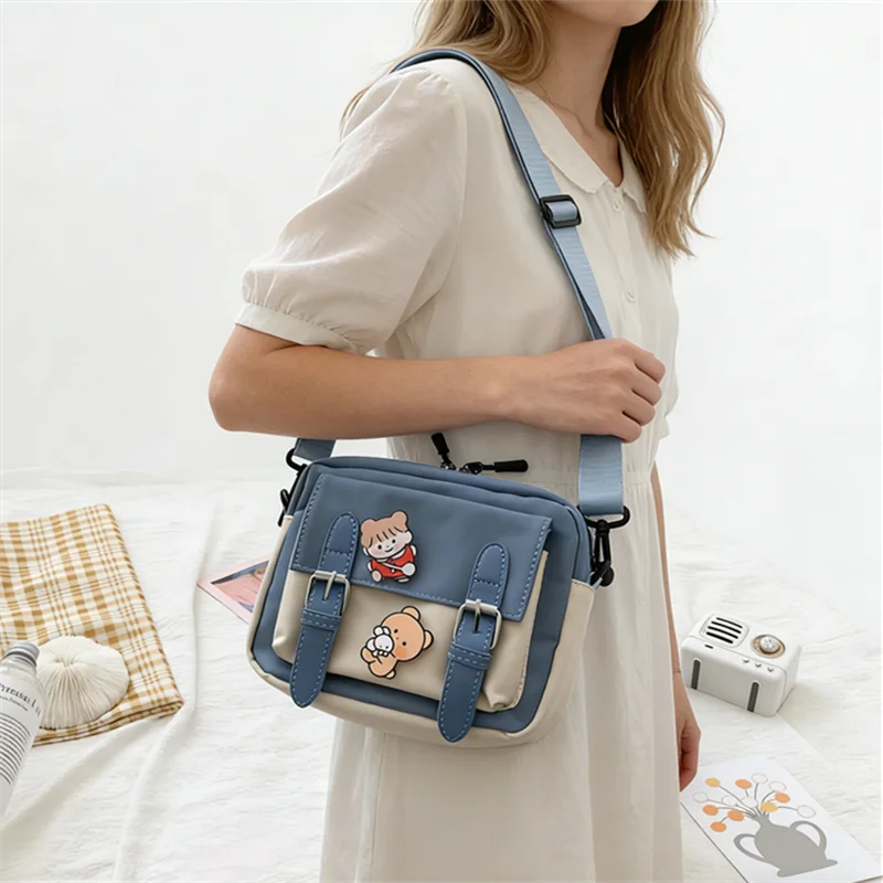 Cartoon Colorblock Mini Canvas Crossbody Bag for Women