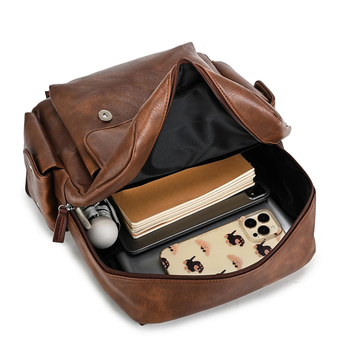 Retro Crazy Horse Leather Flip Cover Student School Bags Large Capacity Business Computer Backpack