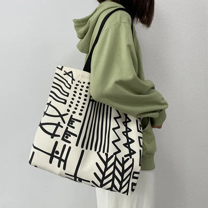 Canvas Tote Bag – Large Capacity Cute Print Shoulder Bag