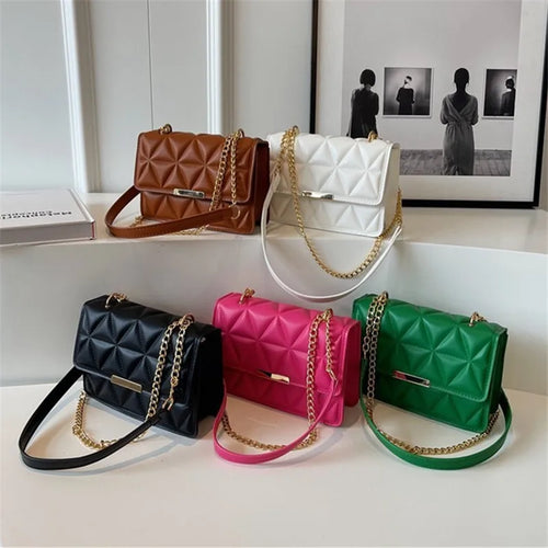 Quilted Chain Crossbody Bag – Small Square Shoulder Purse
