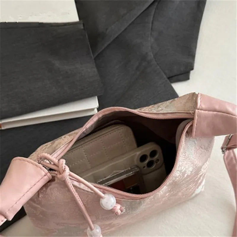 Floral Embroidered Tote Bag – Women's Large Capacity Shoulder Bag