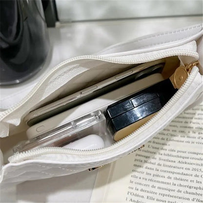 Chic Quilted Pu Handbag Shoulder Bag Women Daily Use Large Capacity Underarm Bag Zipper Closure
