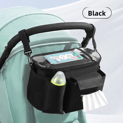 Stroller Organizer Bag with Clear Phone Pocket & Cup Holders