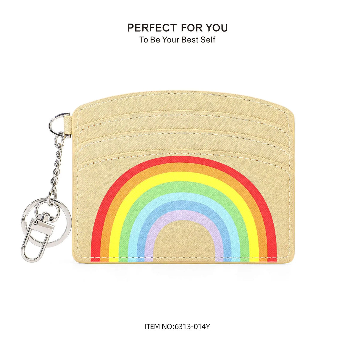 Keychain Waist-Hung Card Case Ladies Multi-Slot Large-Capacity Lightweight Slim Rainbow Card Holder