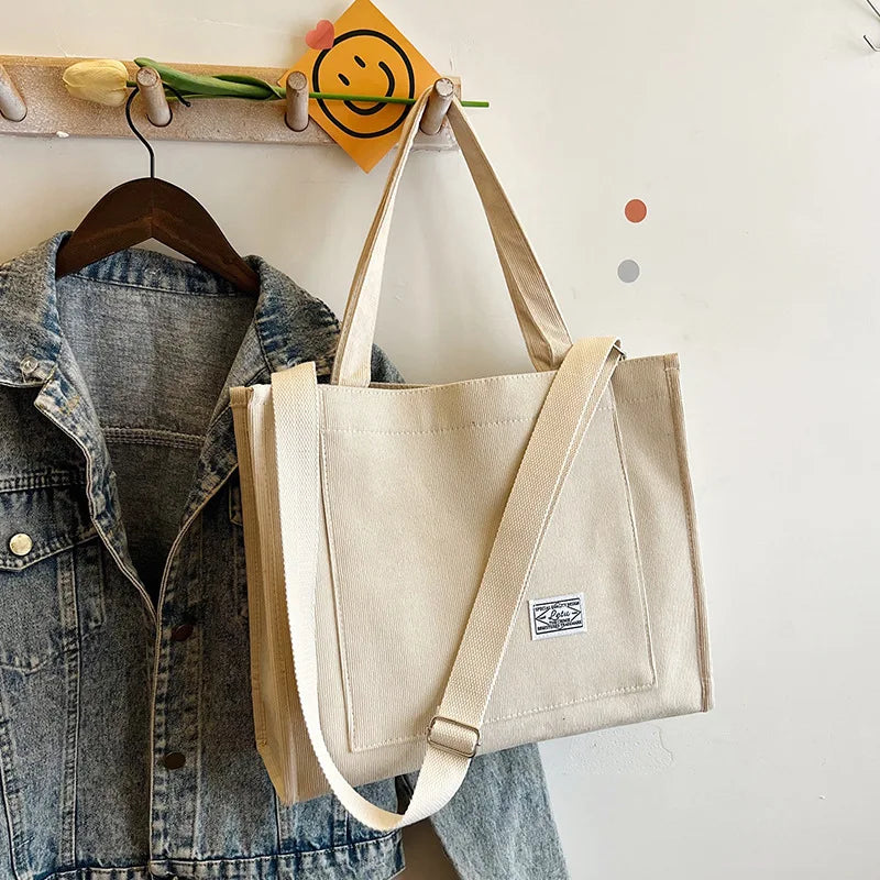 Canvas Tote Bag with Detachable Adjustable Crossbody Strap