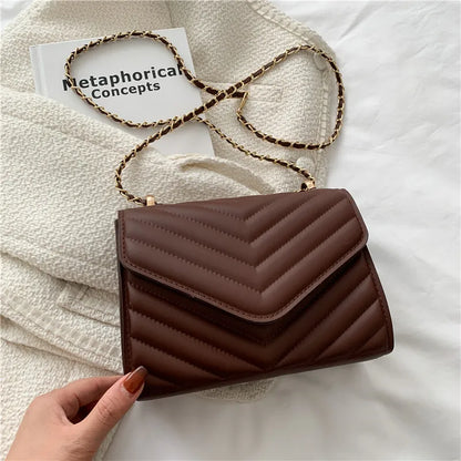 Quilted Chevron Chain Crossbody Bag – Women's Luxury Shoulder Purse