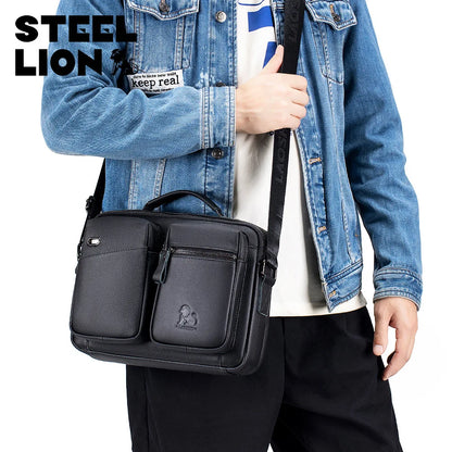 Leather Crossbody Bag Men Shoulder Large Capacity Multi-Function Hand Cross