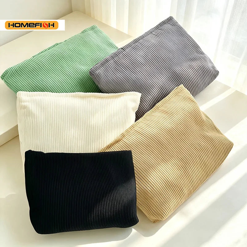 Homefish Corduroy Cosmetic Bag Large Capacity Portable Travel Makeup Organizer Zipper Women Daily
