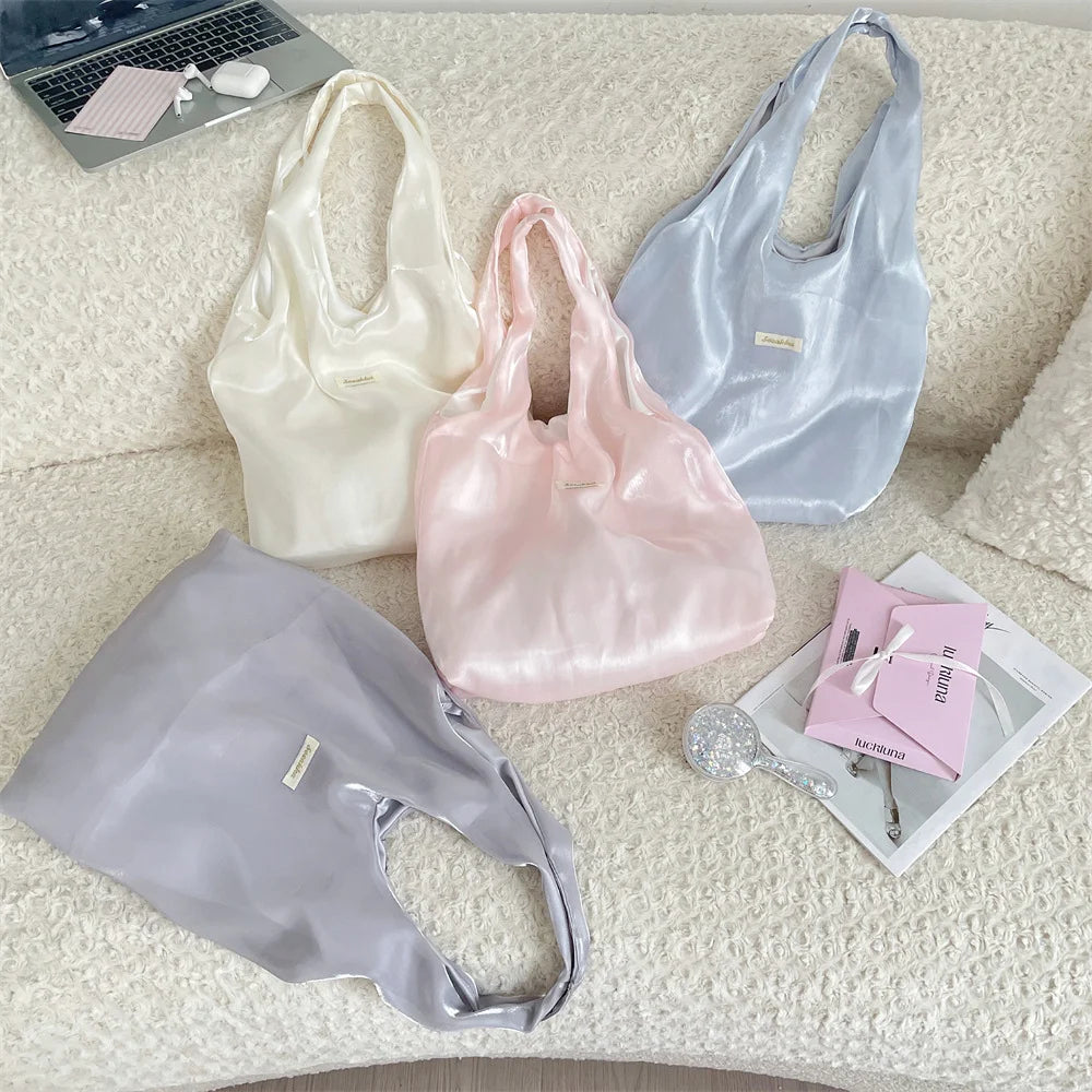 Fairy Bag Flexible Large Capacity Handbag Underarm Lightweight Satin Tote Stylish Accessory Shopping