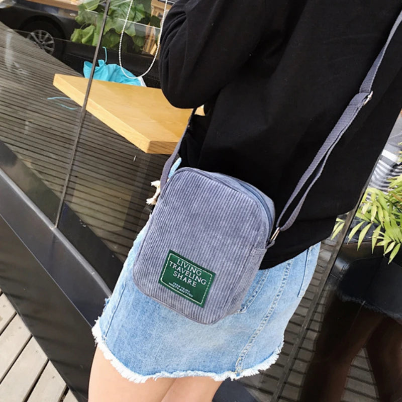 Corduroy Crossbody Bag for Women – Mini Phone Shoulder Bag