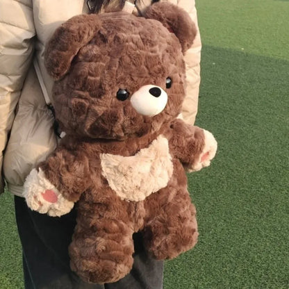 Plush Bear Backpack – Kawaii Furry Teddy Bear Shoulder Bag for Girls