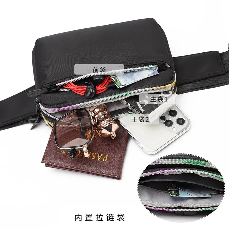 Women S Waist Bag Multi-Layer Large Capacity Zipper Waterproof Portable Breast - Waterproof