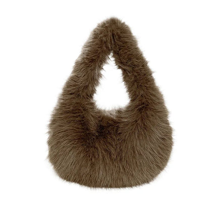 Fluffy Plush Tote Bag – Women's Fuzzy Shoulder & Underarm Handbag