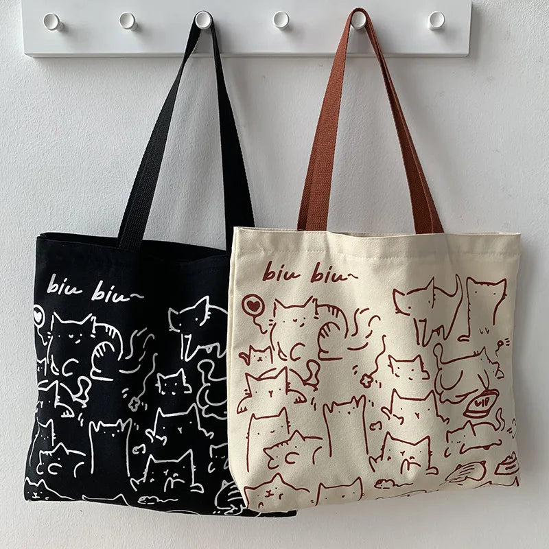Cute Animal Print Canvas Tote Shoulder Bag