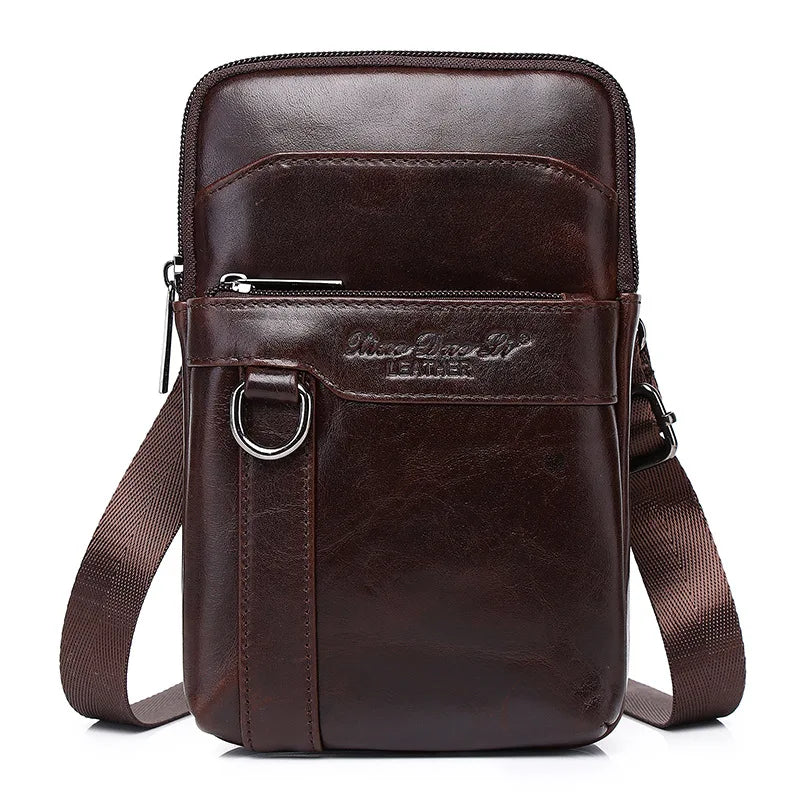 Men S Mobile Phone Waist Bag Leather Multifunctional 7 Cross-Body Shoulder Retro Wear Belt