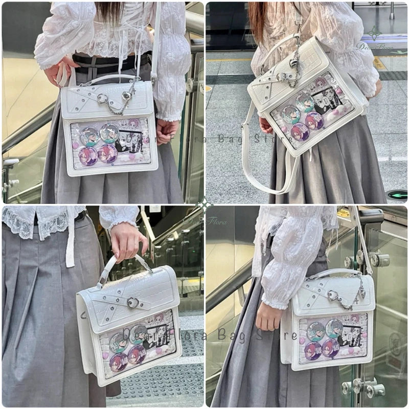 Gothic Ita Bag Transparent Pocket DIY Badge Crossbody