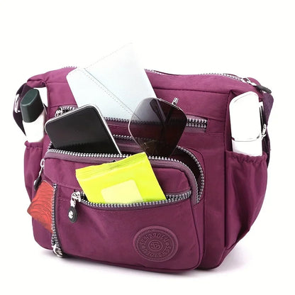 Waterproof Nylon Crossbody Bag with Multiple Pockets for Women