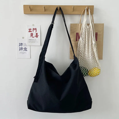 Large Canvas Shoulder Bag with Adjustable Strap