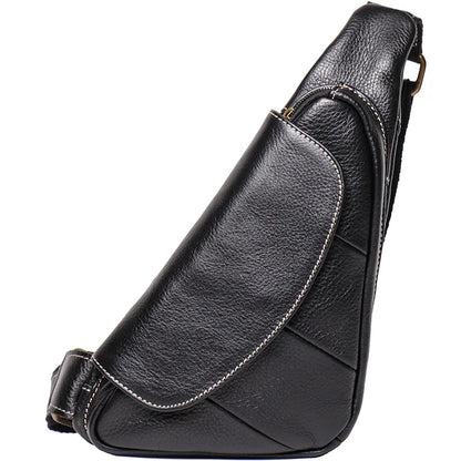 Men S Outdoor Casual Chest Bag Genuine Leather Personalized Single-Shoulder Crossbody Bag