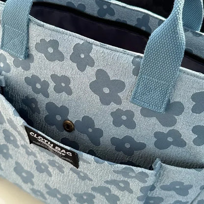 Floral Canvas Tote Bag with Laptop Compartment – Multifunctional