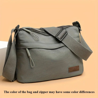 Women's Nylon Crossbody Bag – Multi-Compartment Messenger Shoulder Bag