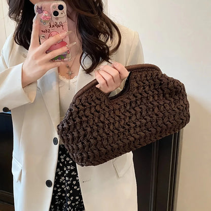 Summer Beach Bag Women Clutch Luxury Designer Straw Bags Tote Handbag Woven Rattan Female Travel