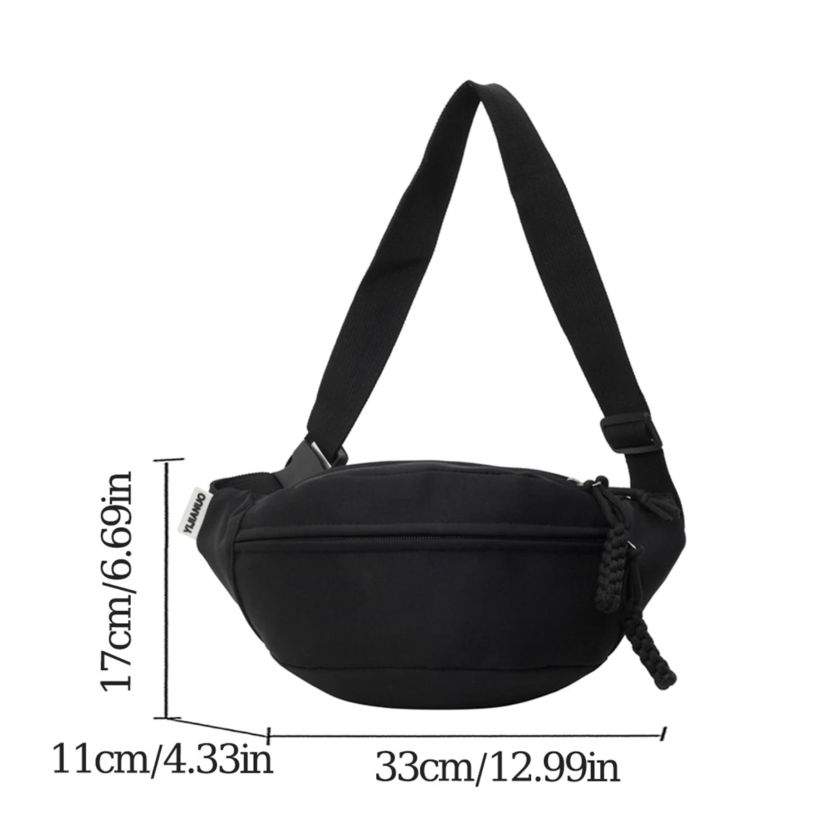 Women S Lightweight Nylon Waist Bag Large Capacity Zipper Multiple Compartments Crossbody Stylish