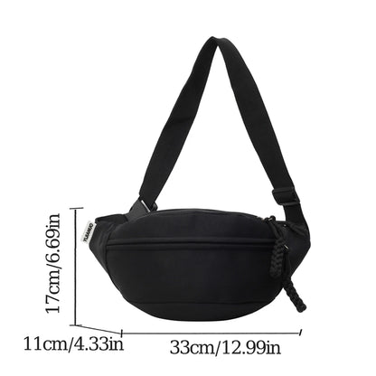 Women S Lightweight Nylon Waist Bag Large Capacity Zipper Multiple Compartments Crossbody Stylish