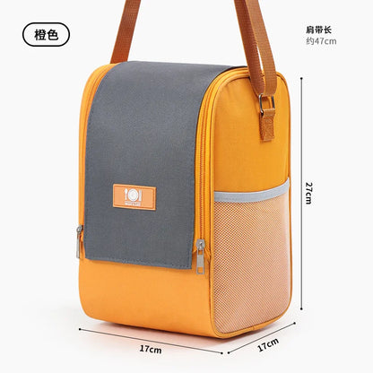 Round Lunch Box Bag Carry Thermal Insulation Thick Aluminum Foil Protect Work Zipper Outdoor