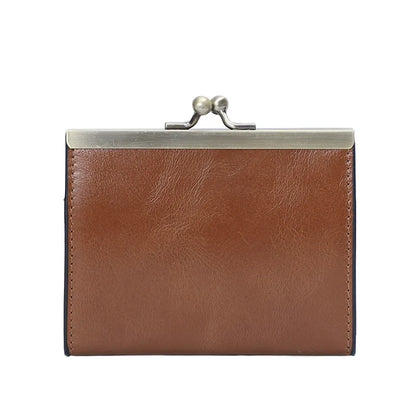 Head Layer Oil Wax Cattle Pickups Cover Ladies Retro Certificate Bag Multi Card Real Pickup