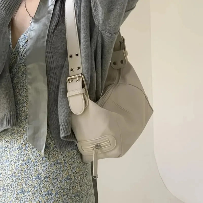 Y2k Style Shoulder Bag Purse Girls Street Wear Women Trendy Motorcycle Handbag Minimalist