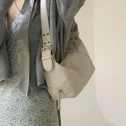 Y2k Style Shoulder Bag Purse Girls Street Wear Women Trendy Motorcycle Handbag Minimalist