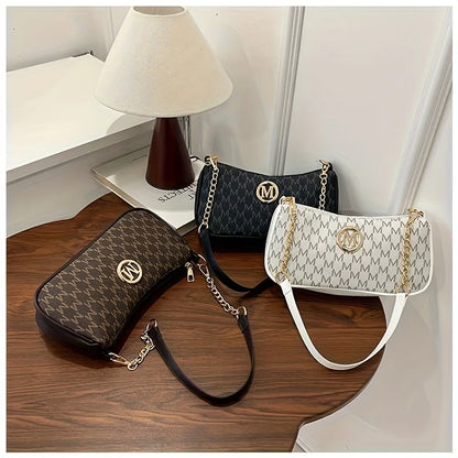 Vintage Crossbody Bag – Small Chain Shoulder Handbag with Letter Print