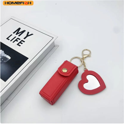 Homefish Multi-Color Portable Lipstick Bag Mini Heart Shaped Design Mirror