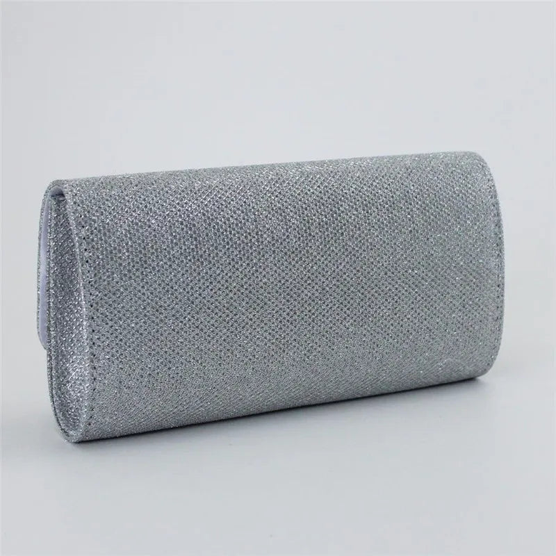 Glitter Evening Clutch Bag with Chain Strap