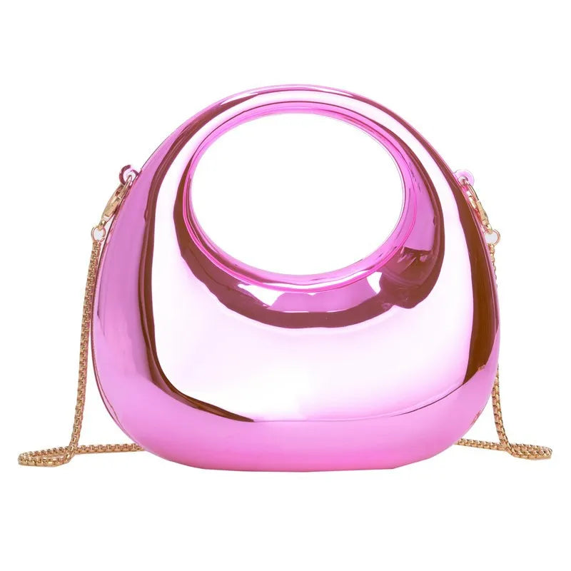 Glossy Mini Evening Bag with Chain Strap for Party & Wedding