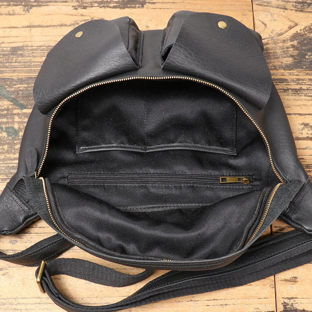 Top-Grain Cowhide Cycling Genuine Leather Single-Shoulder Armpit Bag Commuting Large Capacity