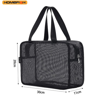 Homefish Large-Capacity Mesh Cosmetic Storage Bag Portable Multifunctional Toiletry Organizer Tote