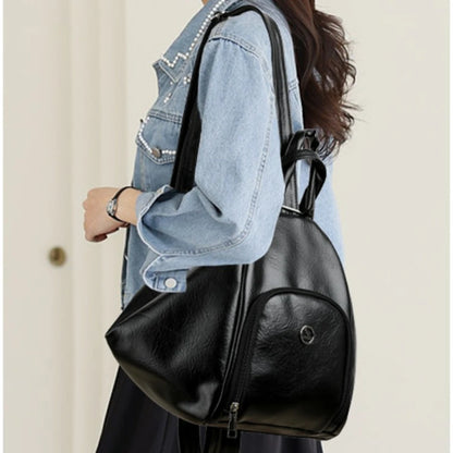 3-in-1 Convertible Leather Backpack – Anti-Theft Women's Daypack