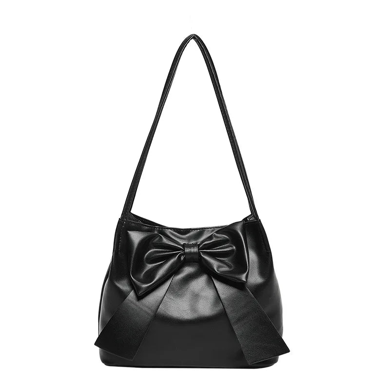 Bow Tote Bag for Women – Large Faux Leather Shoulder Handbag