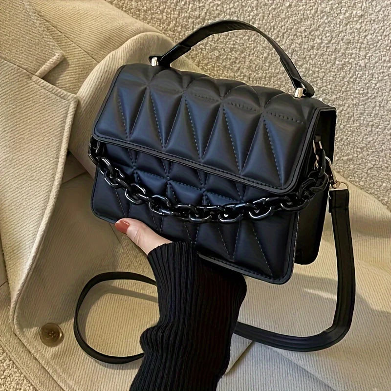 Quilted Crossbody Bag Women's Mini Handbag with Chain Strap