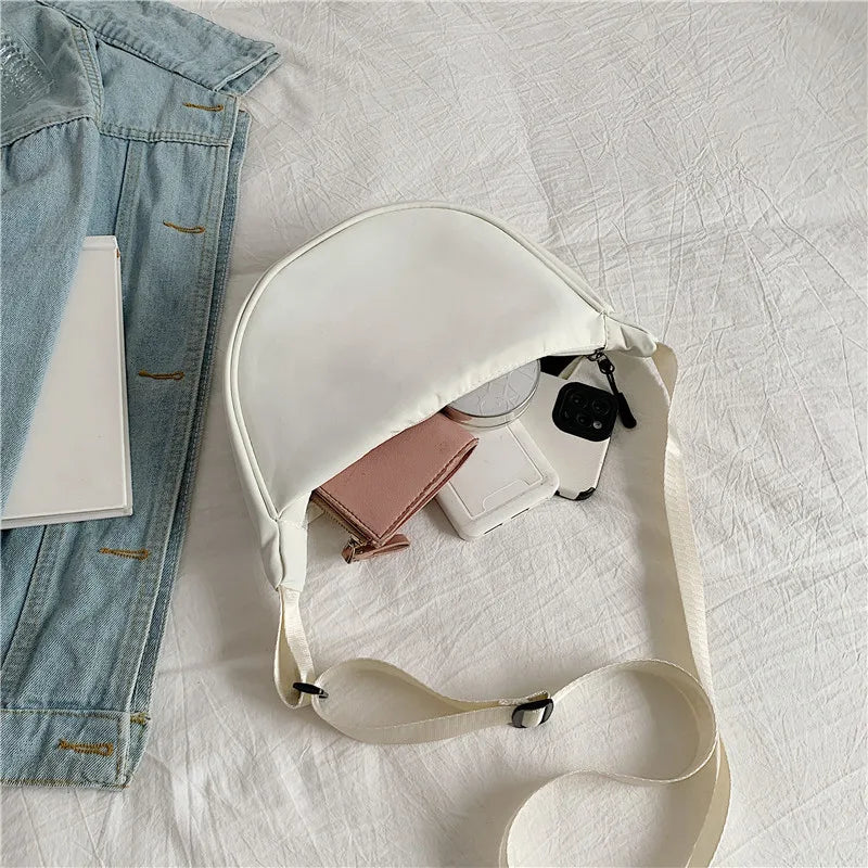Homefish Simple Casual Solid Color Nylon Large Capacity Women S Dumpling Bag Shoulder Travel